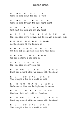 Ocean Drive Piano letter notes by Duke Dumont - Arr.Reyblume Poundtor