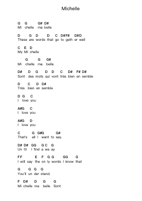 Michelle Piano letter notes by The Beatles - Arr.Bonnes Junemiah