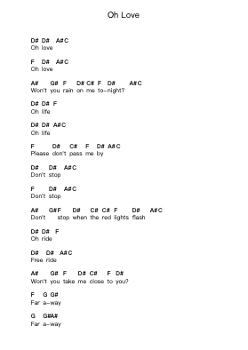 Oh Love Piano letter notes by Green Day - Arr.Snowno