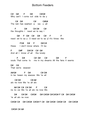 Bottom Feeders Piano letter notes by For the Fallen Dreams - Arr.Pocent