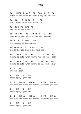 Pda Piano letter notes by Interpol - Arr.Lyhal Gibstowe