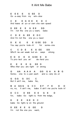It Aint Me Babe 鋼琴字母譜由 Bob Dylan - 編曲 Joshgins Widred