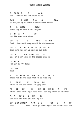 Way Back When Piano letter notes by Kodaline - Arr.Gillling