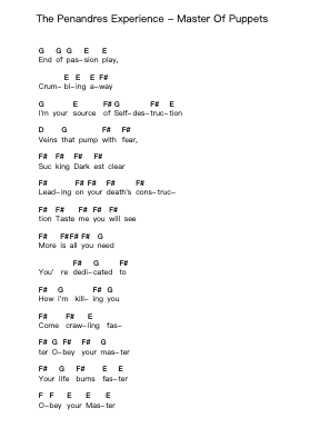 The Penandres Experience - Master Of Puppets Nota surat piano oleh Misc Unsigned Bands - Arr.Kentfred