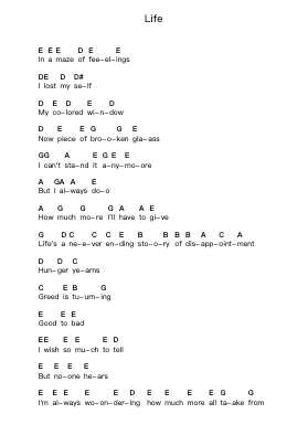 Life Piano letter notes by Darkseed - Arr.Bellper Cowcolm