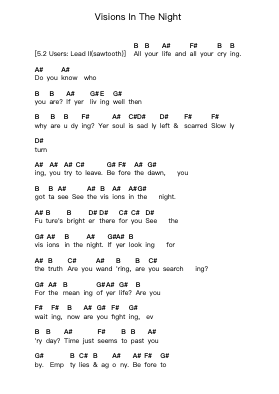 Visions In The Night Piano letter notes by Axel Rudi Pell - Arr.Hornker
