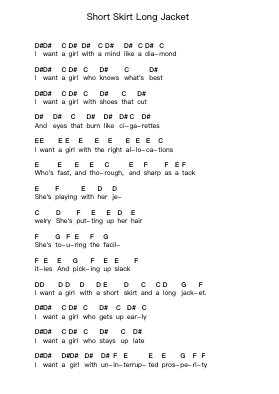 Short Skirt Long Jacket 钢琴字母谱由 CAKE - 编曲 Kerniei Judkell