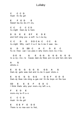 Lullaby 鋼琴字母譜由 Stephen Lynch - 編曲 Phillen Gillpont