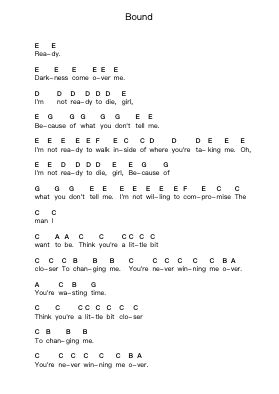 Bound Piano letter notes by Disturbed - Arr.Vicline Byzer