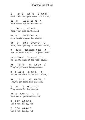 Roadhouse Blues Piano letter notes by The Doors - Arr.Mattvey Chilrick