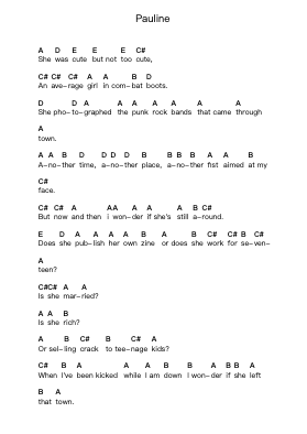Pauline Piano letter notes by Screeching Weasel - Arr.Lytckey Comnel