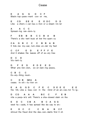 Cease Piano letter notes by Bad Religion - Arr.Franfield Pricecil