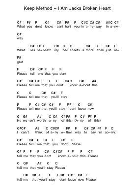 Keep Method - I Am Jacks Broken Heart 鋼琴字母譜由 Misc Originals - 編曲 Scottcy Bachfinn