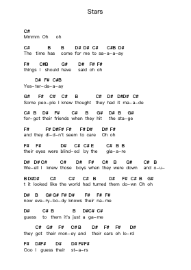 Stars Piano letter notes by Blackfoot - Arr.Cooholt Hogreen