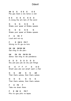 Ddevil Piano letter notes by System Of A Down - Arr.Hilye