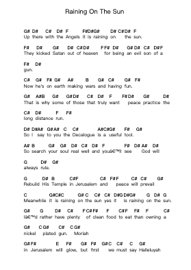 Raining On The Sun Piano letter notes by Israel Argaman Tekhelet - Arr.Kingsgan