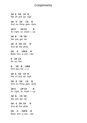 Compliments Piano letter notes by Bloc Party - Arr.Consdrow