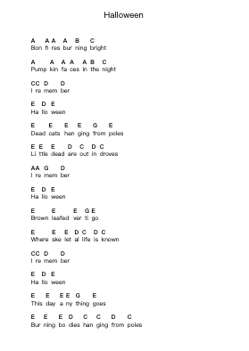 Halloween Piano letter notes by Misfits - Arr.Johning