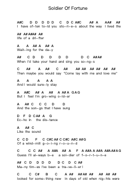 Soldier Of Fortune Piano letter notes by Deep Purple - Arr.Kingsgust