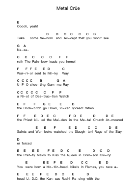 Metal Crüe Piano letter notes by Sabaton - Arr.Joneshouse