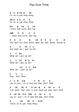 Play Dont Think Catatan huruf piano oleh The Feeling - Arr.Pumens Faulkgrant