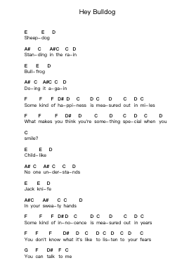 Hey Bulldog Piano letter notes by The Beatles - Arr.Peay