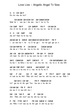 Love Live - Angelic Angel Tv Size Piano letter notes by Misc Cartoons - Arr.Faulkvan
