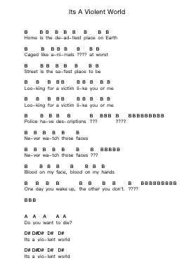 Its A Violent World Piano letter notes by The Screamers - Arr.Sonxe