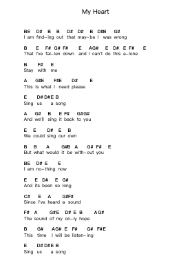 My Heart Piano letter notes by Paramore - Arr.Hudcie Rhoclark