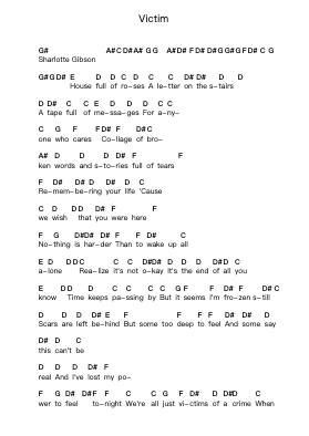 Victim Piano letter notes by Avenged Sevenfold - Arr.Duttraine