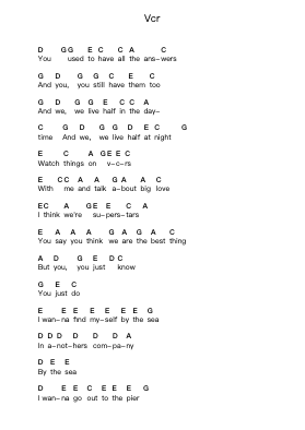Vcr 钢琴字母谱由 The xx - 编曲 Zangline