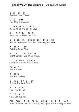 Shadows Of The Damned - As Evil As Dead Piano letter notes by Misc Computer Games - Arr.Colhill Crichjo