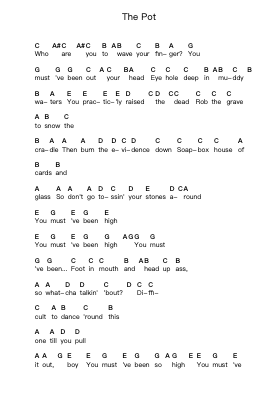The Pot Piano letter notes by Tool - Arr.Yetbur Jacmill