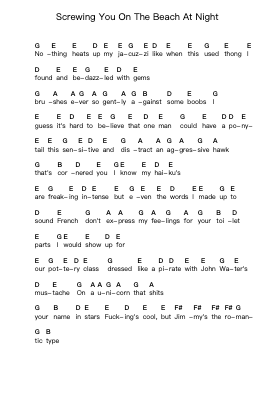 Screwing You On The Beach At Night 鋼琴字母譜由 Bloodhound Gang - 編曲 Leostone Swinclaude