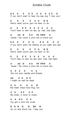 Zombie Crush Nota surat piano oleh Groovie Ghoulies - Arr.Bryceny