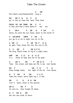 Take The Crown Piano letter notes by Axel Rudi Pell - Arr.Ranlass Dulelroy