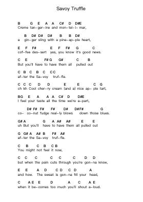 Savoy Truffle Piano letter notes by The Beatles - Arr.Gailma