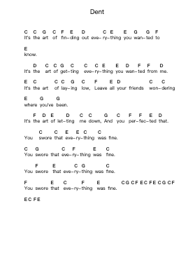 Dent Notes de lettres de piano par Tigers Jaw - Arr.Nanzie