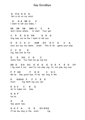 Say Goodbye Piano letter notes by Triumph - Arr.Babphy