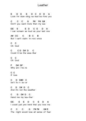Leather Piano letter notes by Tori Amos - Arr.Cisgrey
