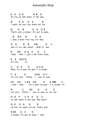 Automatic Stop Piano letter notes by The Strokes - Arr.Perrusk