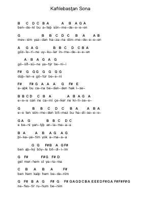 Kafilebaştan Sona Piano letter notes by Yüksek Sadakat - Arr.Mikejay Croftges