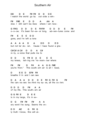 Southern Air Piano letter notes by Yellowcard - Arr.Earlfay Joyceraine