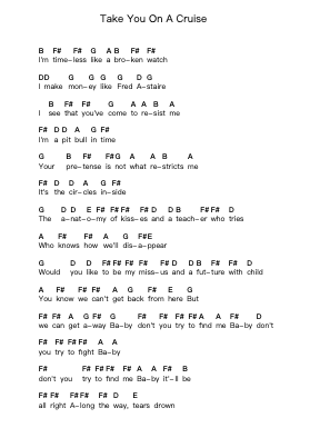 Take You On A Cruise पियानो पत्र नोट्स द्वारा Interpol - Arr.Pagdrow Kathrin