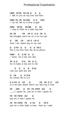 Professional Crastination Nuty fortepianowe w literach przez NOFX - Arr.Vebted Saulquinn