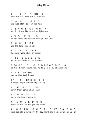 Baby Blue 钢琴字母谱由 Blackfoot - 编曲 Louisen Jusine