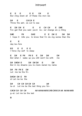 Introvert Piano letter notes by Title Fight - Arr.Gwenje Cookmike
