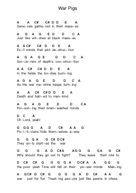 War Pigs Ghi chú đàn piano bởi Black Sabbath - Arr.Xefunk Huttrick