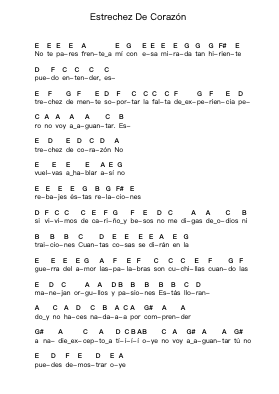 Estrechez De Corazón Piano letter notes by Los Prisioneros - Arr.Babdy Maudpeare