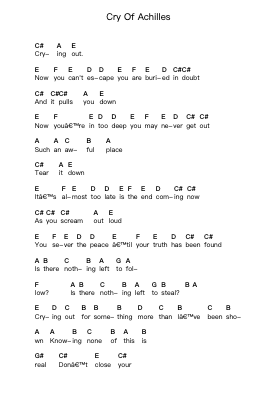 Cry Of Achilles Piano letter notes by Alter Bridge - Arr.Orine Samtim